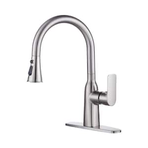 Single Handle Pull Down Sprayer Kitchen Faucet in Brushed Nickel