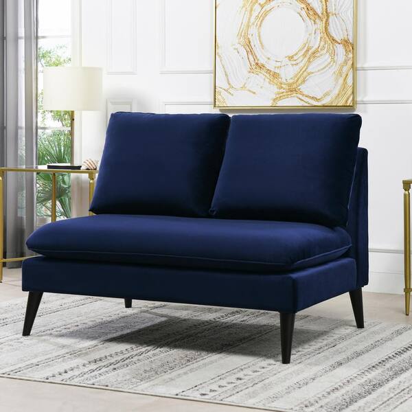 Jennifer Taylor Vera 48.5 in. Navy Blue Velvet Upholstered MidCentury