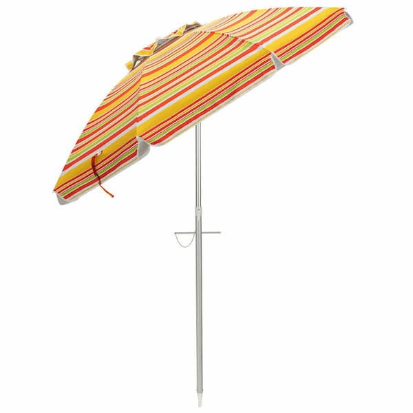 ANGELES HOME 6.5 ft. Aluminum Beach Market Patio Umbrella with Carry Bag Tilt in Orange