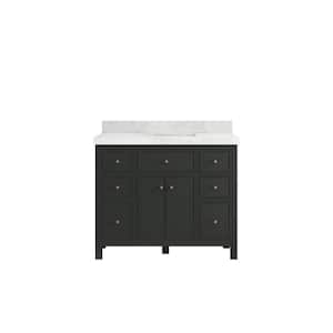 Sonoma 42 in. W x 22 in. D x 36 in. H Single Sink Bath Vanity in Black Top with 2" Calacatta Nuvo Top