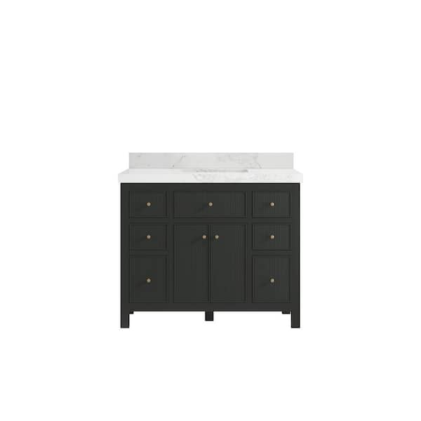 Willow Collections Sonoma 42 in. W x 22 in. D x 36 in. H Single Sink Bath Vanity in Black Top with 2" Calacatta Nuvo Top