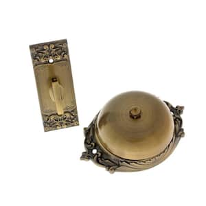 Solid Brass Craftsman Mechanical Twist Door Bell in Antique Brass