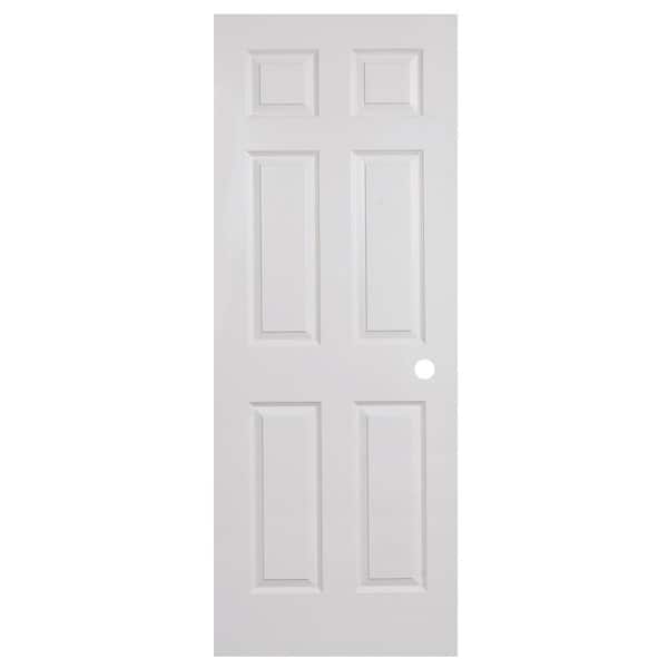 Steves & Sons 30 in. x 80 in. 6-Panel Textured Solid Core White Primed Evolution Pre-Bored Composite Interior Door Slab
