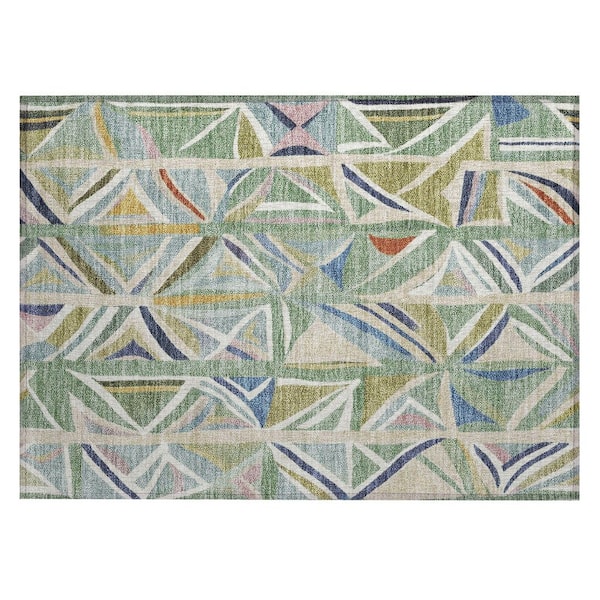 Chantille Machine Washable Indoor/Outdoor Abstract ACN2253 Sage 1 ft. 8 in. x 2 ft. 6 in. Accent Rug