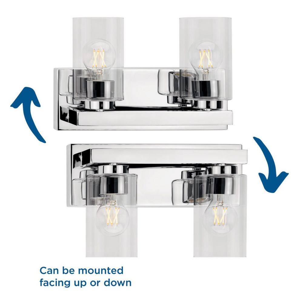 Goodwin Polished Chrome 2-Light Vanity with Clear Glass Shades