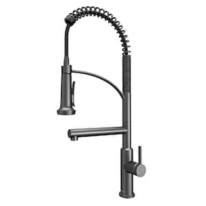 Adlington Single Handle Pull-Down Sprayer Kitchen Faucet in Gunmetal Grey