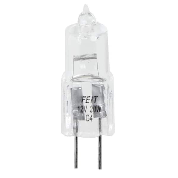 Feit Electric 20-Watt 12-Volt T3 JC G4 Bi-Pin Base Dimmable Landscape Garden Halogen Light Bulb, 2800K Bright White (48-Pack)