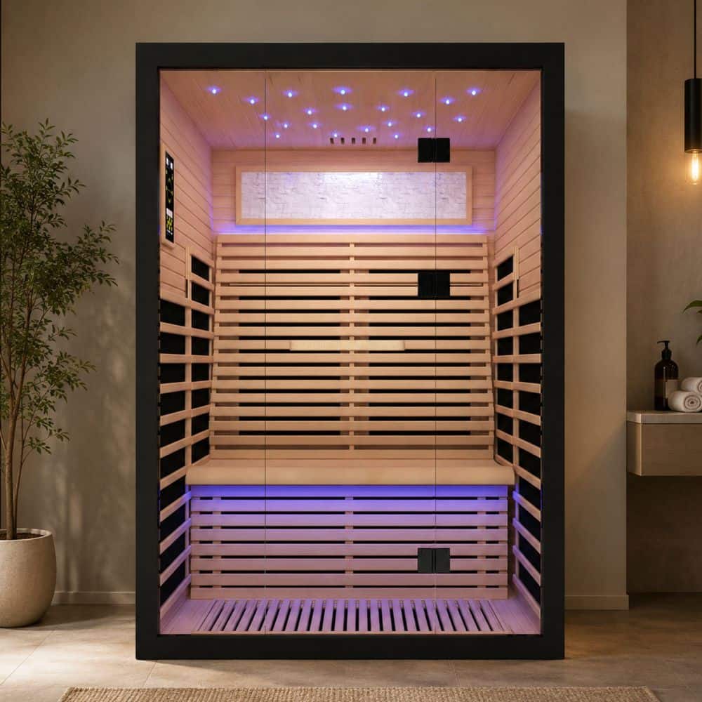AVAXA 2-Person Indoor Hemlock Infrared Sauna with 8 Far-Infrared
