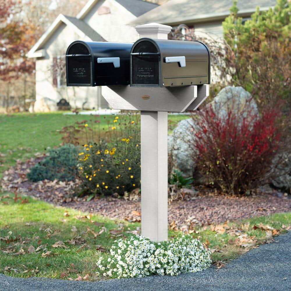 Hazelton White Poly Lumber Double Mailbox Post