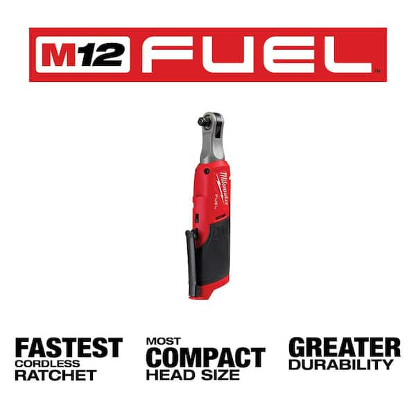 Milwaukee M12 Fuel 12V Lithium-Ion Brushless Cordless High Speed 3/8 in. Ratchet with 1/4 in. and 3/8 in. Rubber Boot