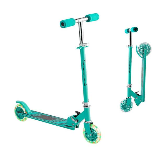 Kick Scooter for Kids Ages 3+, 2-Wheel Toddler Scooter Light-Up Wheels, Adjustable Height Handlebar, Anti-Slip, Green