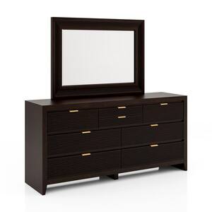 Angleberger 8-Drawer Dark Walnut Dresser with Mirror (71 in. H x 50 in. W x 20 in. D)