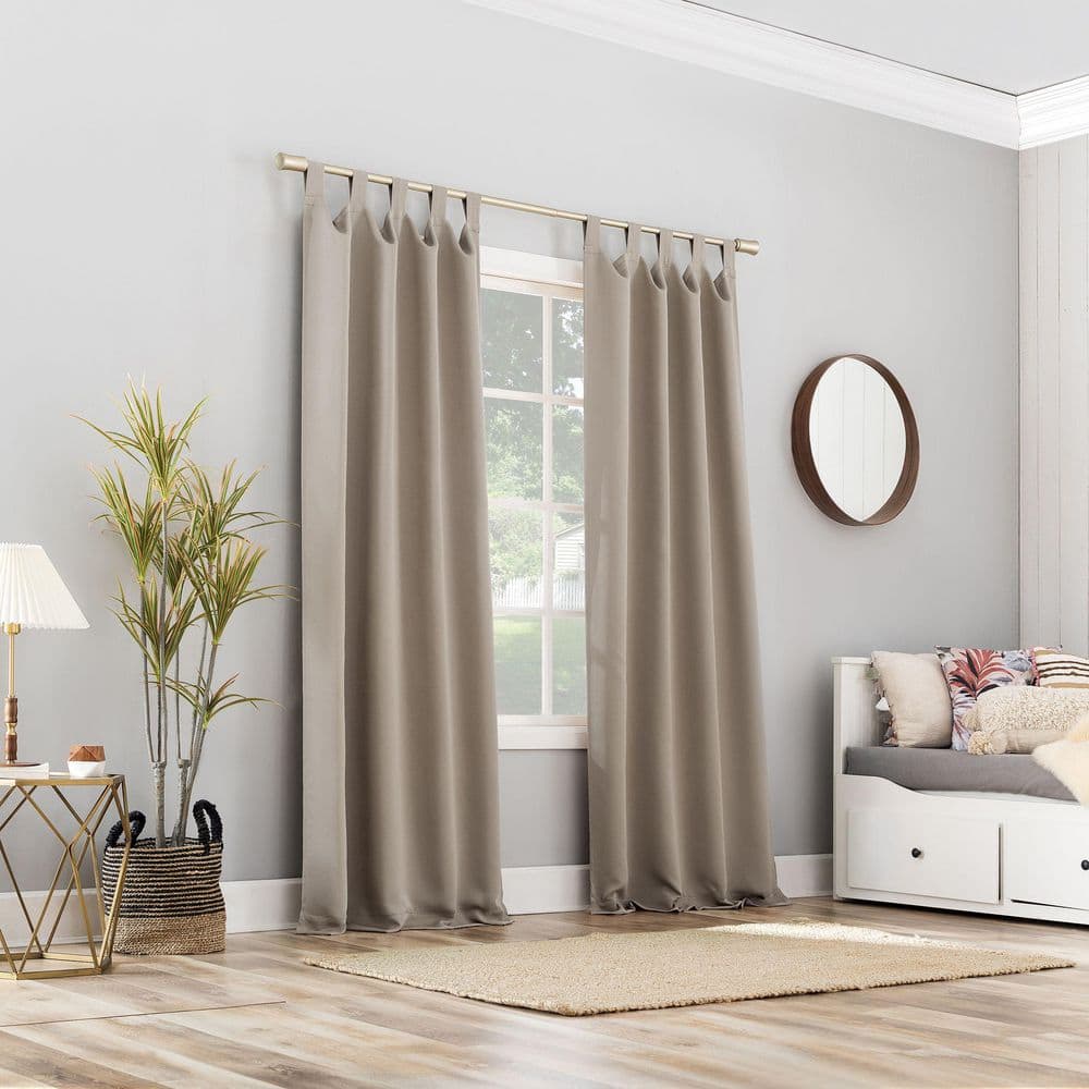Stone Gray Blackout Tab Top Polyester Curtain Panel, 40x84