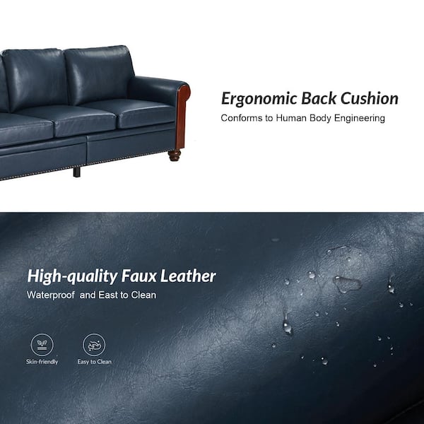 JAYDEN CREATION Felipe 81 in. Rolled Arm Faux Leather