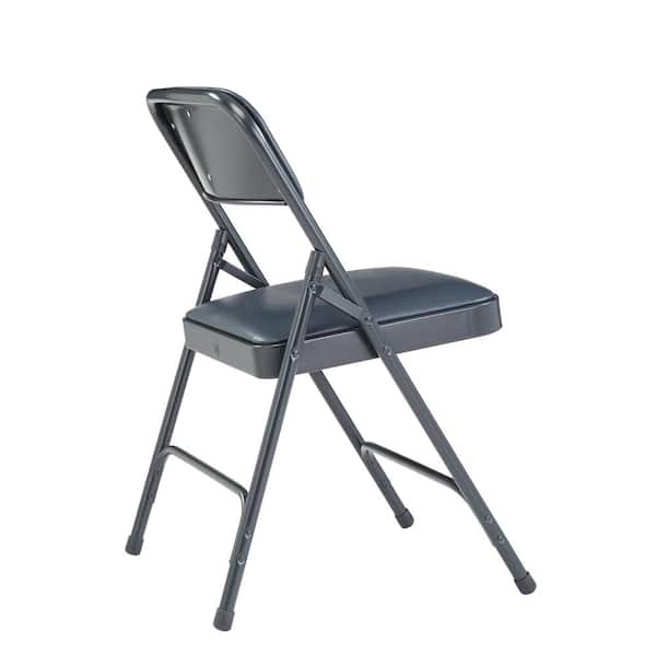 National Public Seating 1204 Blue Vinyl Padded Seat Stackable Folding Chair (Set of 4) - 2