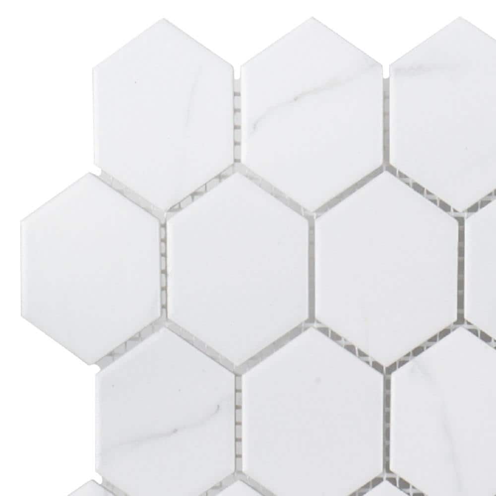Take Home Tile Sample - Whisper Valley White 6 in. x 4.13 in. Hexagon Matte Porcelain Mosaic price history on PriceWatchPro