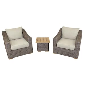 Tivoli 3-Piece Aluminum Chat set Set Includes 1 End Table and 2 Club Chairs with Blue Cushions