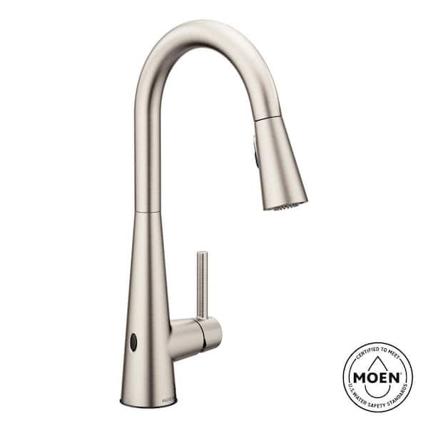 Sleek Spot Resist Stainless 15.56 in. H Touchless Pull Down Sprayer Kitchen Faucet with 360 Degree Spout Swivel