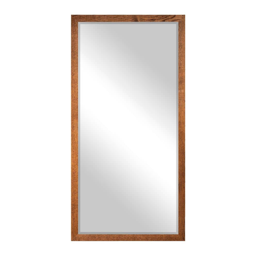 Large 2in Beveled (30 in. W x 63.5 in. H) Wooden Honey Rectangle Wall Mirror