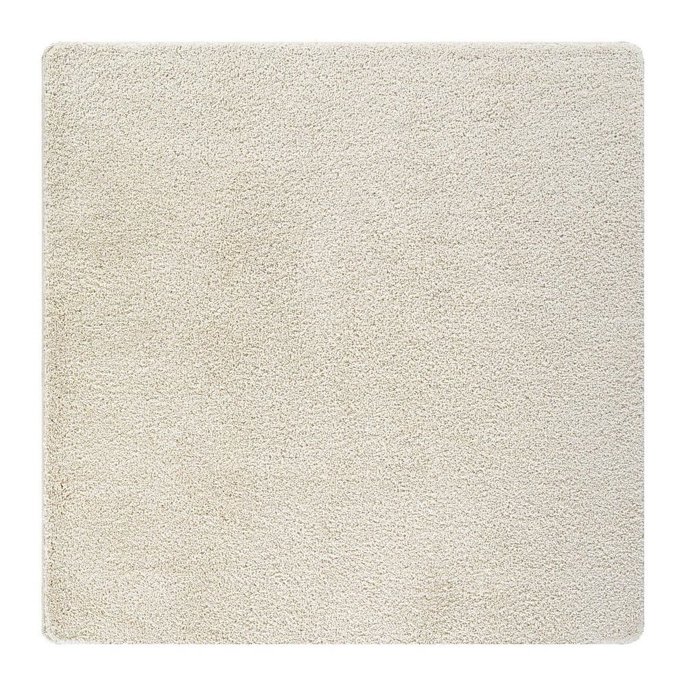 Solid Mat Beverly Rug 3 ft. x 3 ft. Bone Silky Solid Plus Thick Pile Non Slip ...