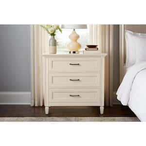 Bonawick Ivory 3-Drawer Nightstand  (26  in. H x 32 in. W x 19 in. D)