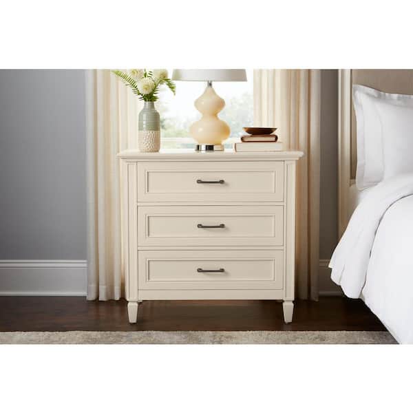 Home Decorators Collection Bonawick Ivory 3-Drawer Nightstand  (30 in. H x 32 in. W x 19 in. D