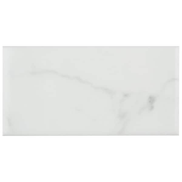 Merola Tile Classico Carrara Glossy 3 in. x 6 in. Ceramic Wall Take Home Tile Sample