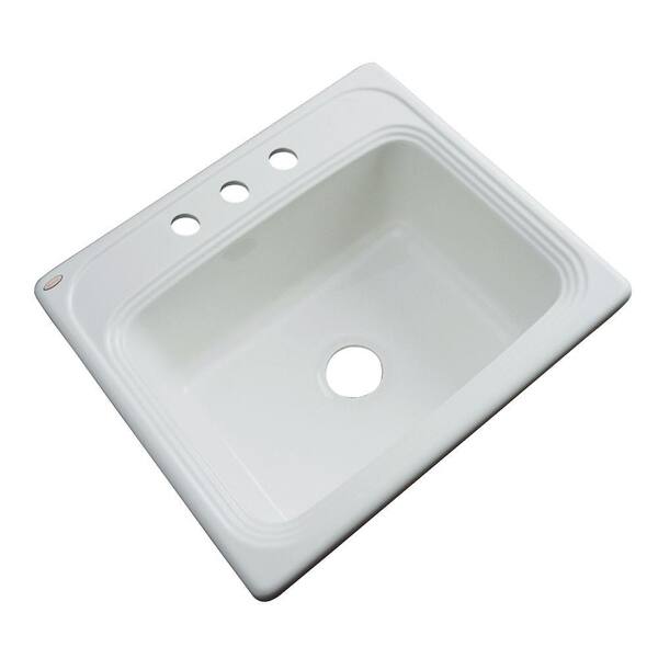 Thermocast Wellington Drop-in Acrylic 25x22x9 in. 3-Hole Single Bowl Kitchen Sink in Ice Grey