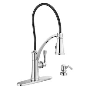 Foundry Single-Handle Pull-Down Sprayer Kitchen Faucet with ShieldSpray and Soap Dispenser in Chrome