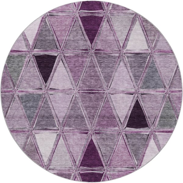 Dream Shag Premium Machine Washable Abstract ADS722 Merlot 8 ft. x 8 ft. Round Rug