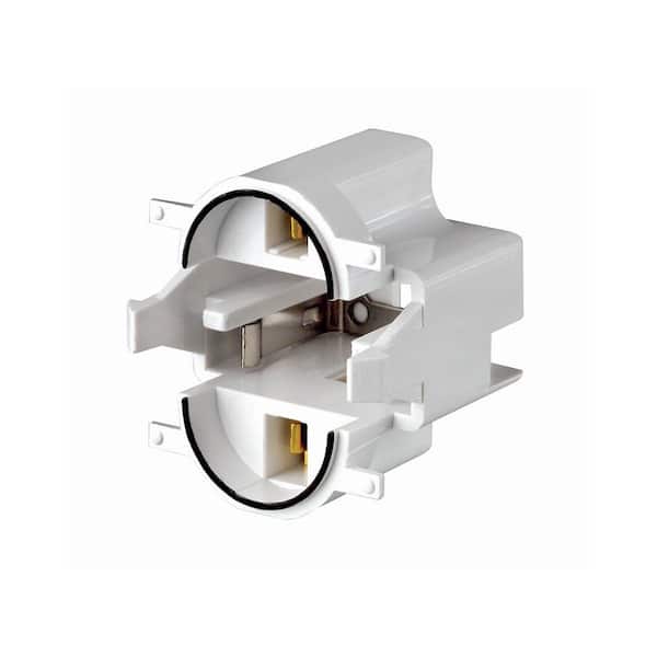 75W GX23 Lamp Base 13W 2-Pin Snap-In Compact Fluorescent Lampholder, White with Black 26720-300