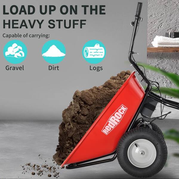 Unbranded 4 cu. ft. Steel Electric Garden Cart, 330 lbs. Capacity Bucket Dump Material Scrap Hauler with 2 Wheels and Solid Box