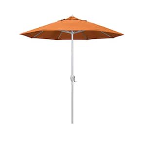 7.5 ft. Matted White Aluminum Market Patio Umbrella Auto Tilt in Tangerine Sunbrella