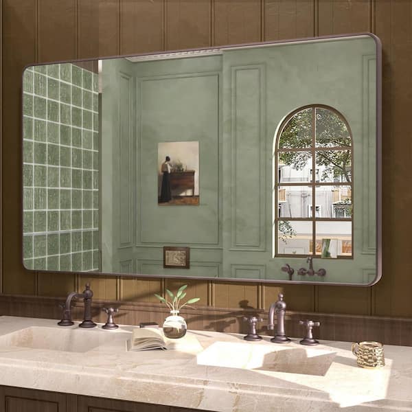 Cosy 60 in. W x 36 in. H Rectangular Framed Wall Bathroom Vanity Mirror in Oil Rubbed Bronze