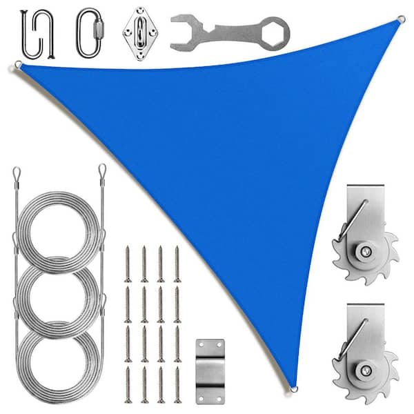 20 ft. x 20 ft. x 20 ft. Triangle Sun Shade Sail Canopy Fabric Cloth with Hardware TAWAL-Blue