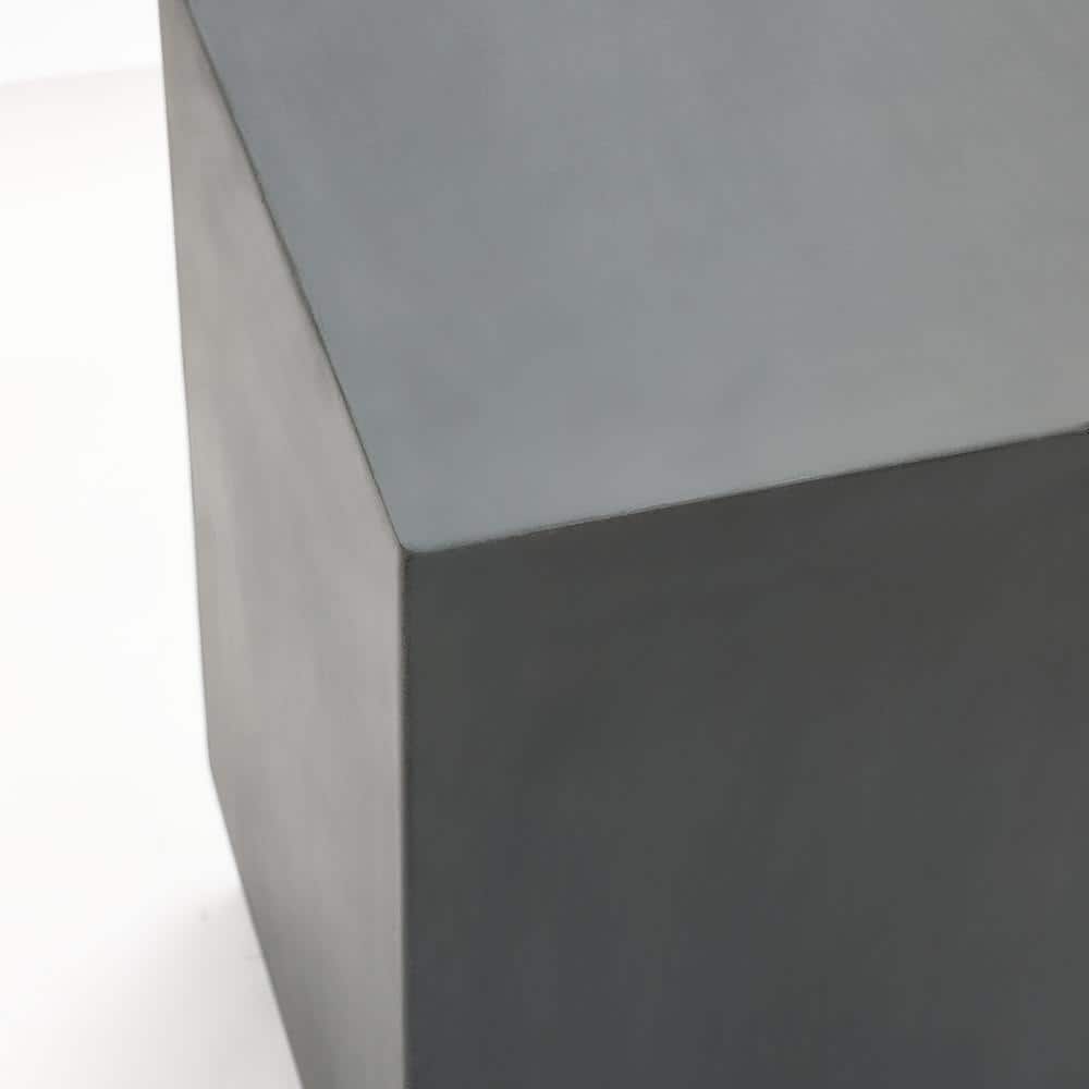 LuxenHome Gray Cement Square Indoor Outdoor Side Table