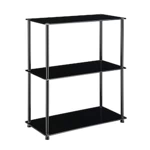 Designs2Go 26.5 in. Black Glass 3 Shelf Accent Bookcase