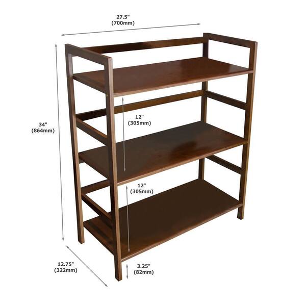 Fairway Avenue Home 34 in. H Brown Wood 3-shelf Etagere Bookcase