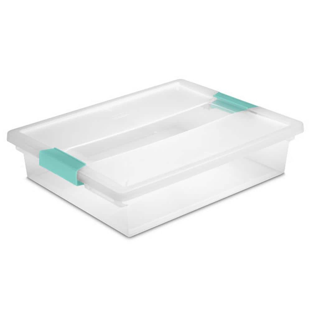 Sterilite Large File Clip Box Clear Storage Containers with Lid (6
