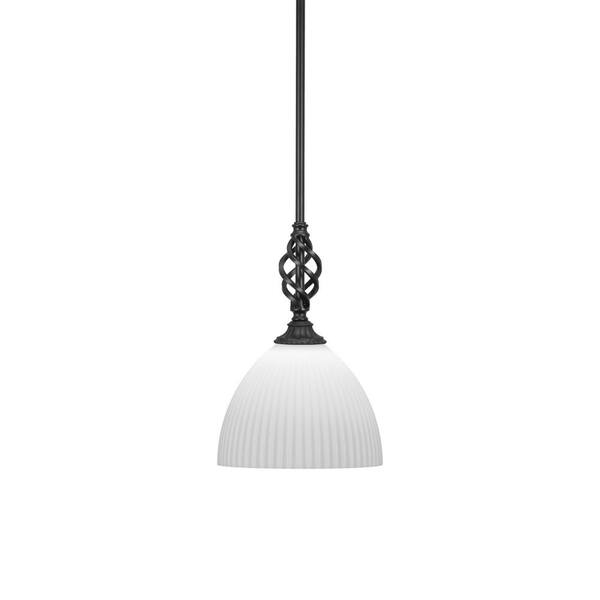 Unbranded Bridgewater 100 W 1-Light Matte Black Standard Mini Pendant Light with Glass Shade