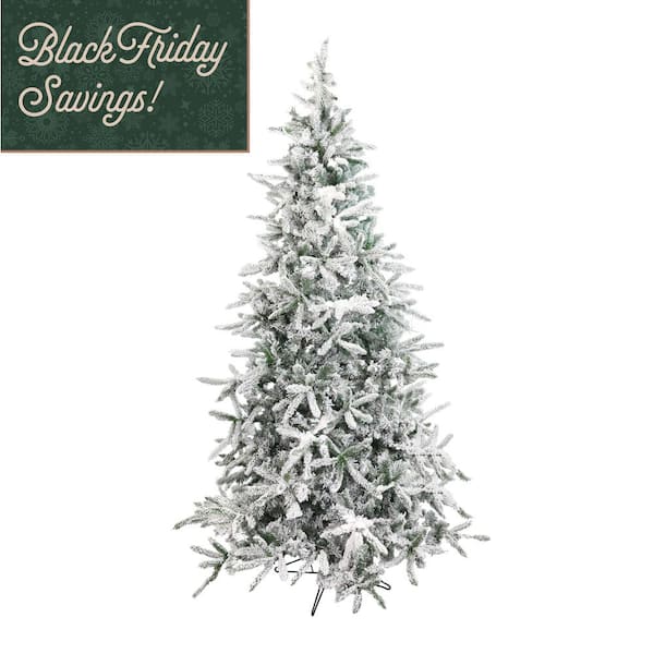 9.0-ft. Mountain Pine Snow Flocked Artificial Christmas Tree, No Lights