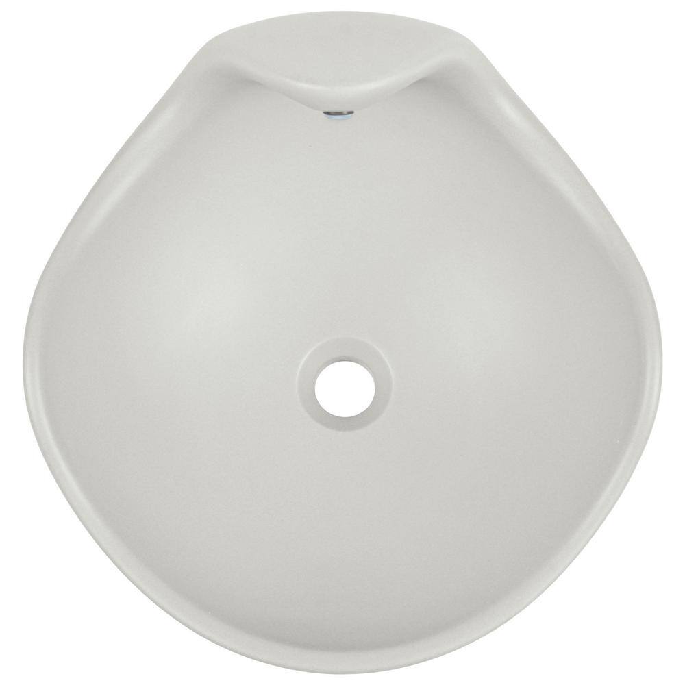 Gray White Concrete Vessel Sink with Built-In Faucet