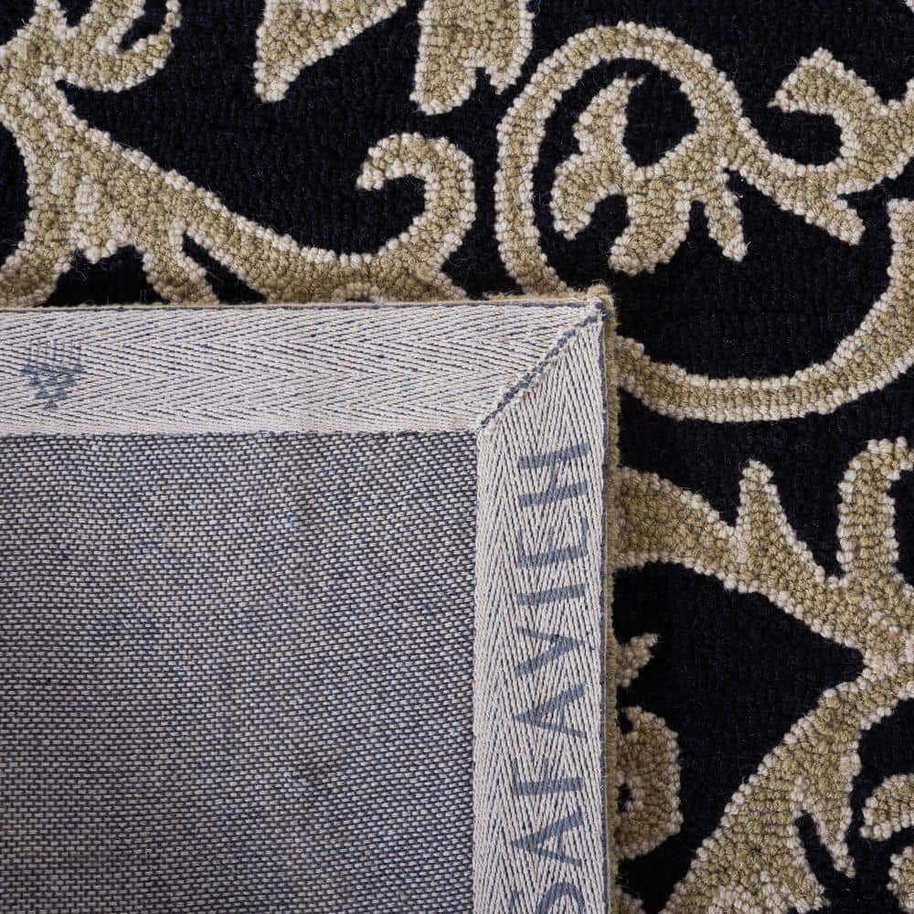 Chelsea Black and Olive Hand-Hooked Wool Area Rug