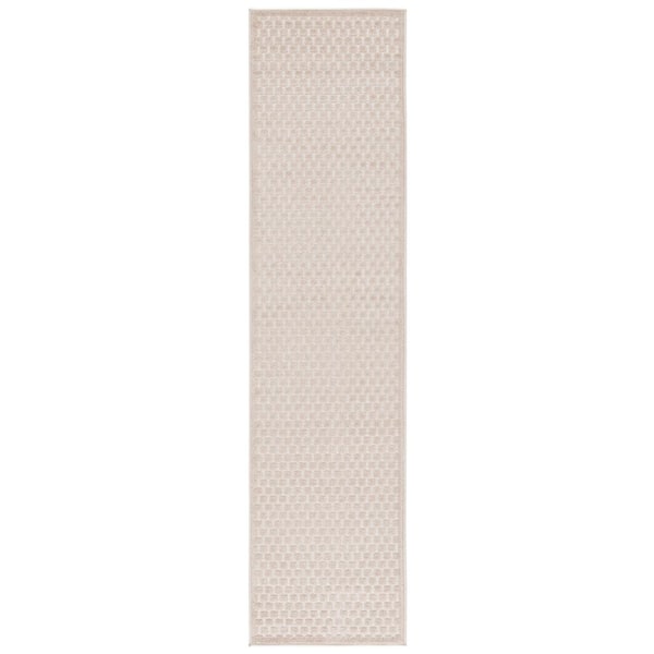 SAFAVIEH Stella Beige 2 ft. x 8 ft. Solid High-Low Tile Indoor/Outdoor ...