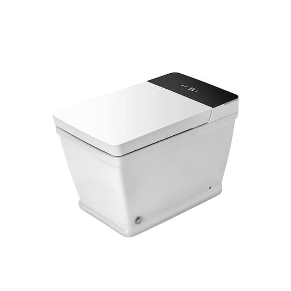 Elongated Smart Bidet Toilet in White 1.28 GPF with Heated Seat, Auto Open/Close/Flush, Dual Nozzle