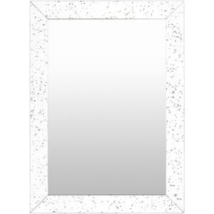 Crystalline 32 in. H x 24 in. W Modern Rectangle White Wood Wall Mirror