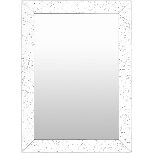Livabliss Crystalline 32 in. H x 24 in. W Modern Rectangle White Wood Wall Mirror