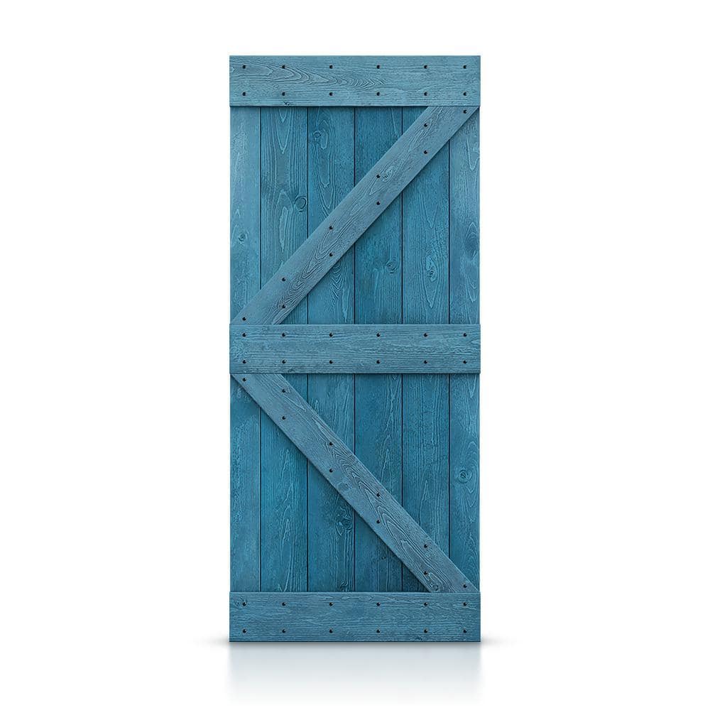 K Series 38 in. x 84 in. Pre-Assembled Ocean Blue Stained Solid Pine Wood Interior Sliding Barn Door Slab price history on PriceWatchPro
