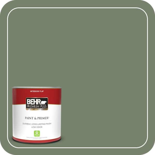 BEHR PREMIUM PLUS 1 qt. #MQ6-16 Gazebo Green Flat Low Odor Interior Paint & Primer