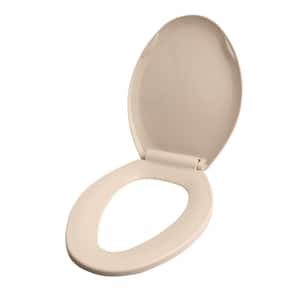 Elongated Plastic Toilet Seat With Slow Close - Easy Remove Adjustable Hinge, Bone